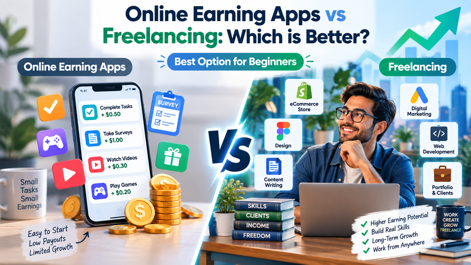 online earning apps vs freelancing